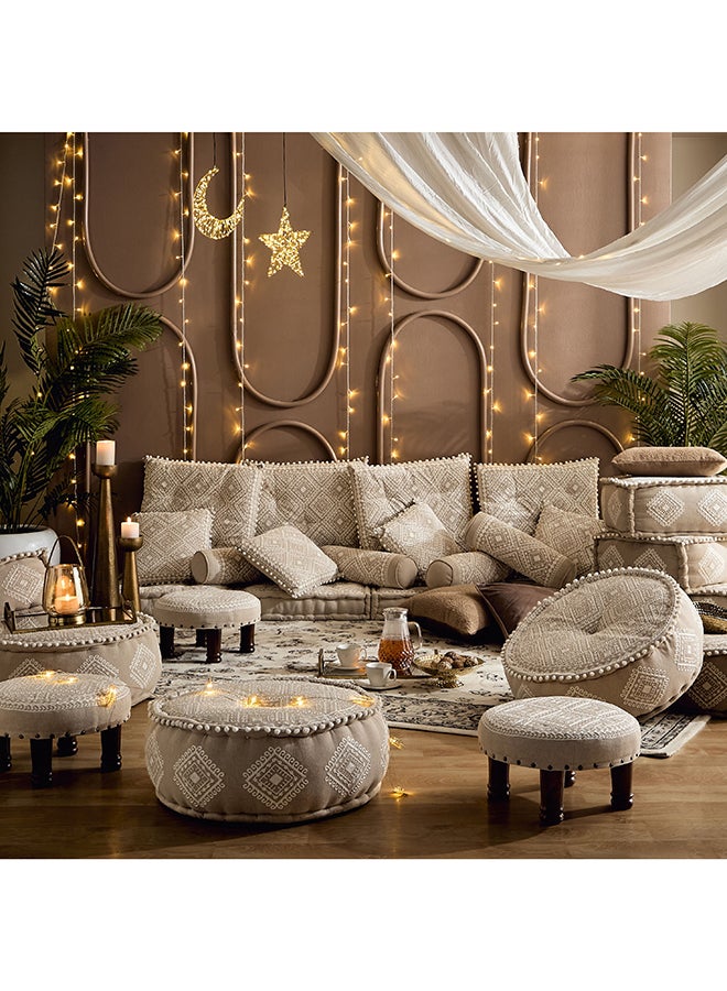 Home Box Embroidered Medallion Cushion 40x40 cm Beige - Image 5